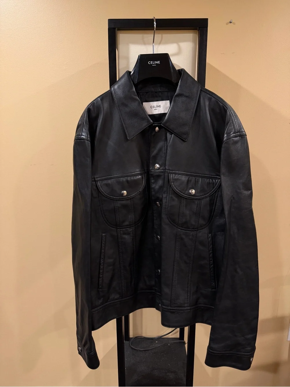 Celine x Hedi SS23 Runway Bauhaus Leather Trucker Jacket